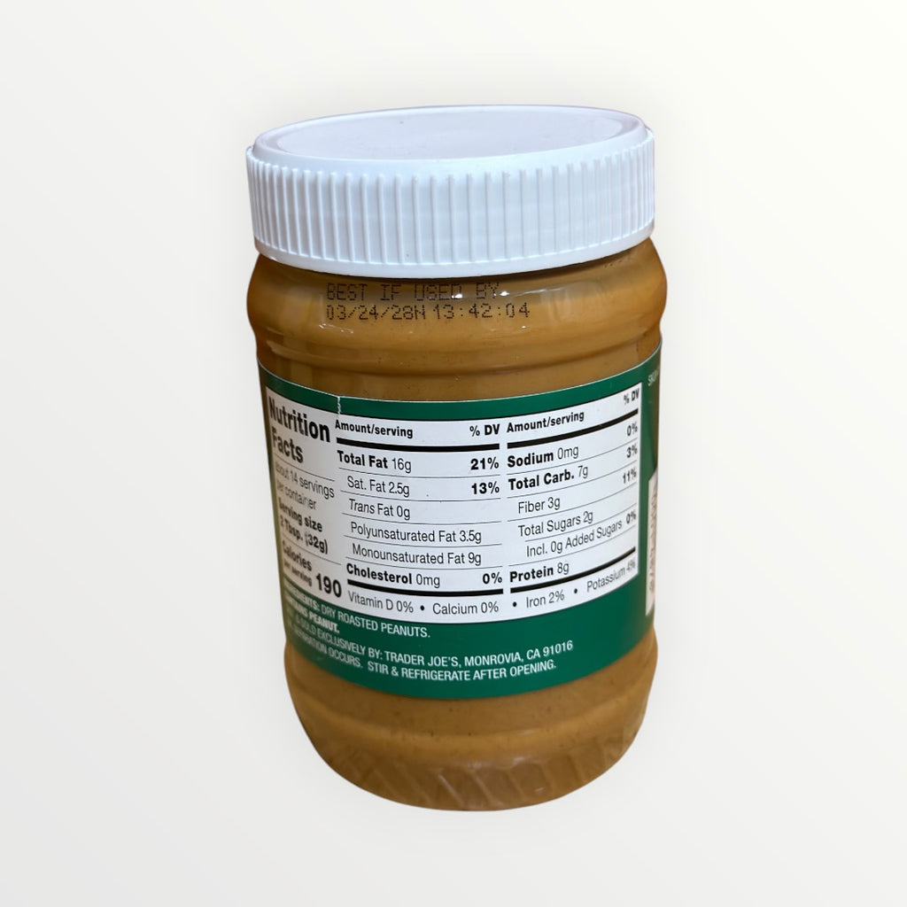 Trader Joe’s Creamy Unsalted Peanut Butter (16 oz / 1 lb) - Limit One Per Person