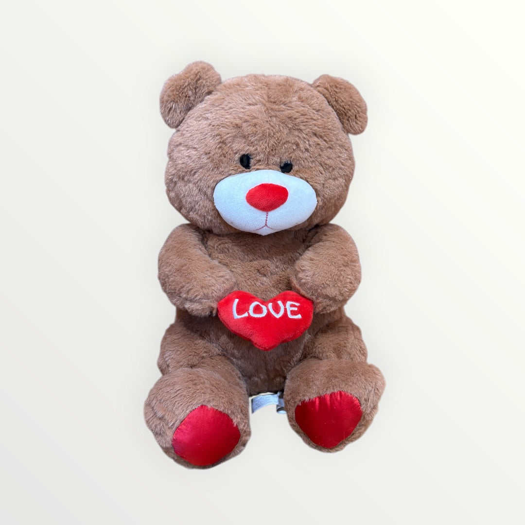 Animal Adventure Valentine's Day "LOVE" Heart Brown Teddy Bear Plush 14"H