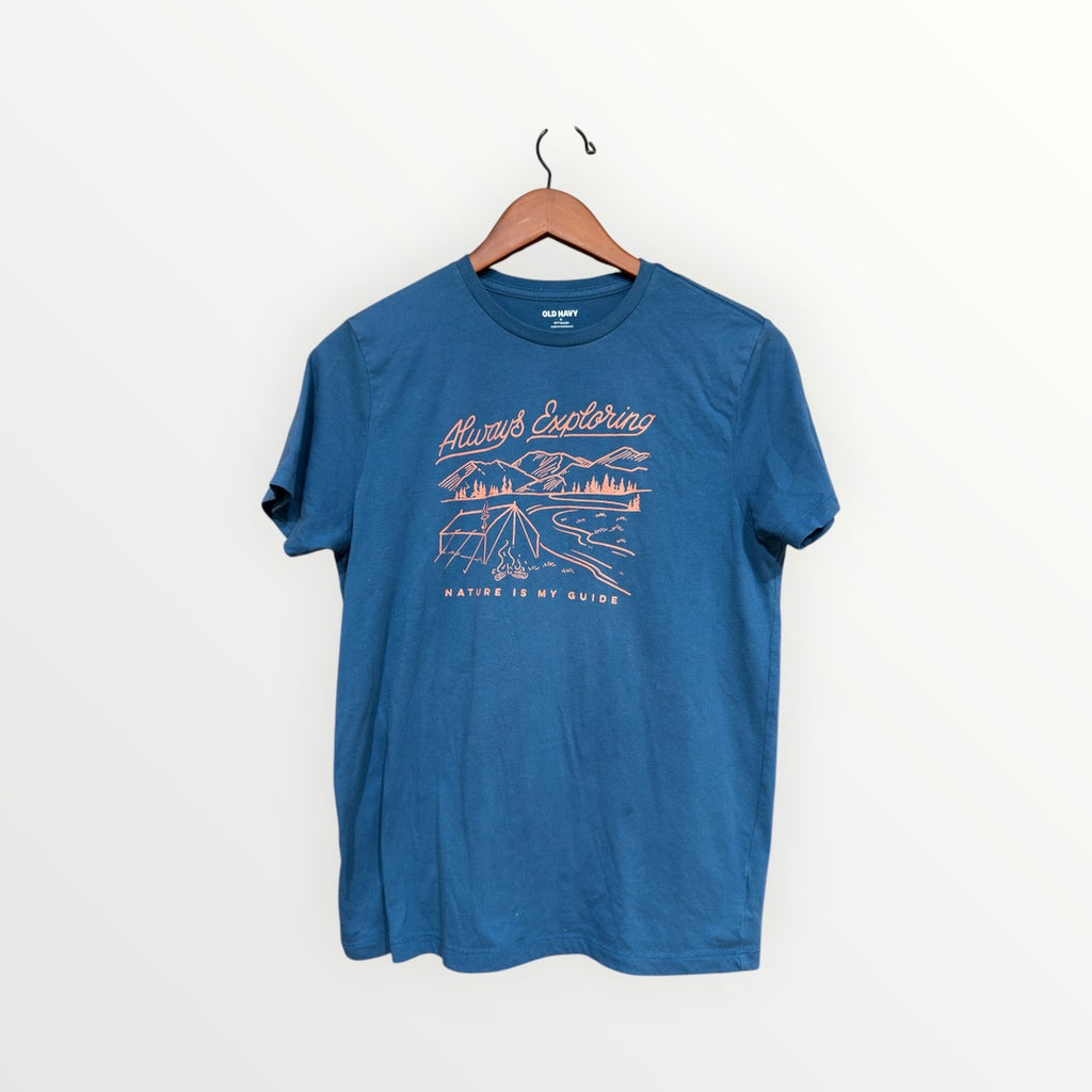 OLD NAVY Always Exploring " Narure Is My Guide" Blue T-Shirt Size: S