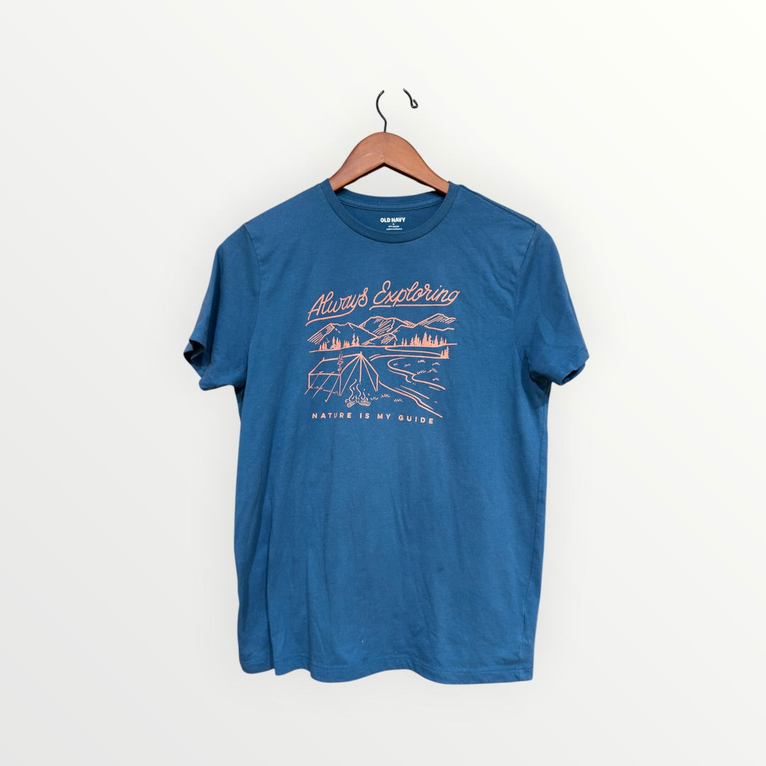 OLD NAVY Always Exploring " Narure Is My Guide" Blue T-Shirt Size: S