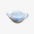 Vintage White Porcelain Chinese Teapot Hand-painted 8"W x 3"H