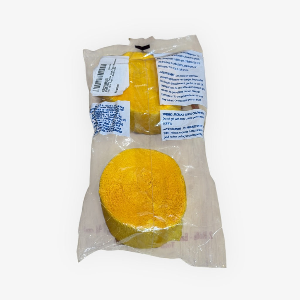 Yellow Crepe Paper Streamer 2 Rolls 70'  x 1.75" each
