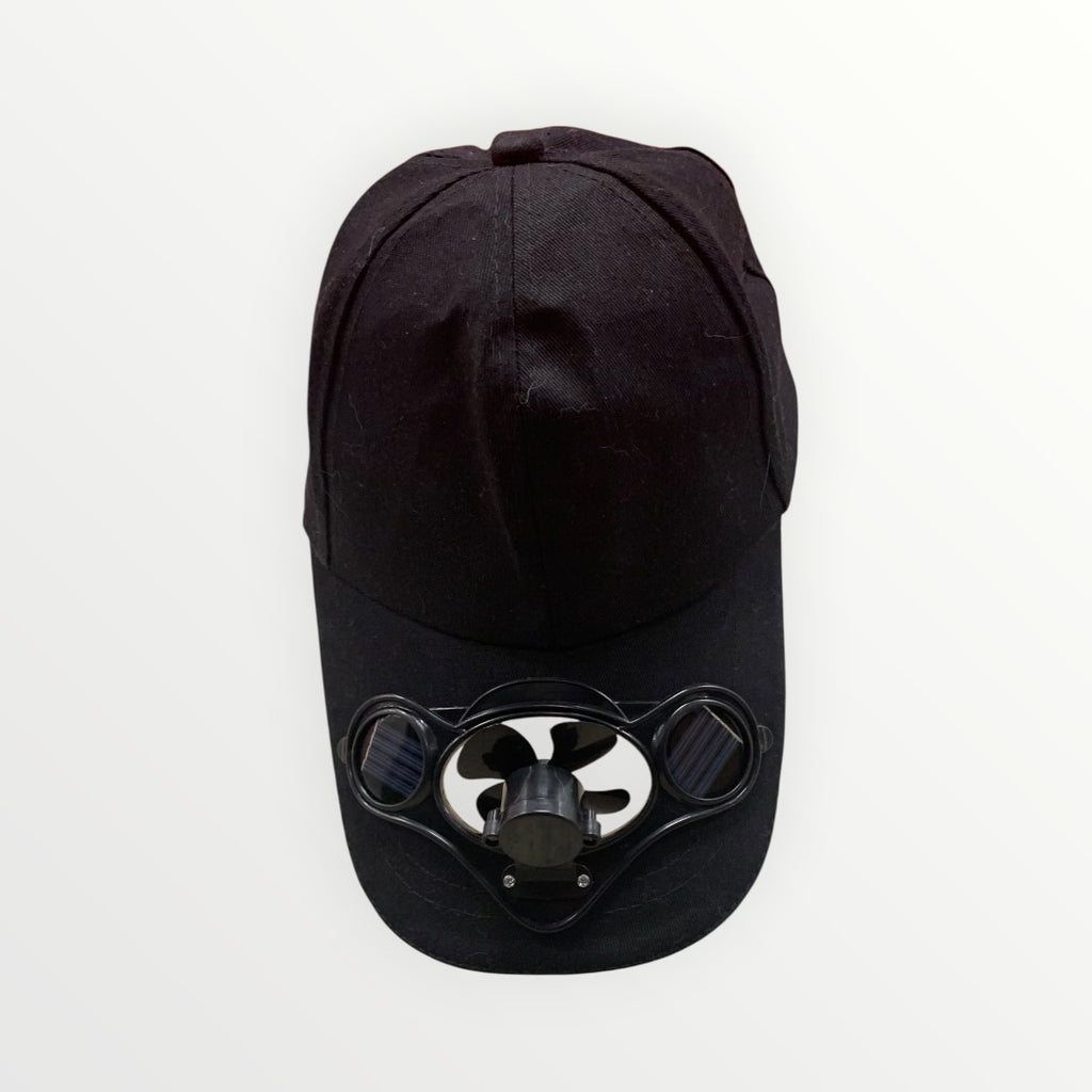 Black Baseball Cap with Cooling Fan Built In