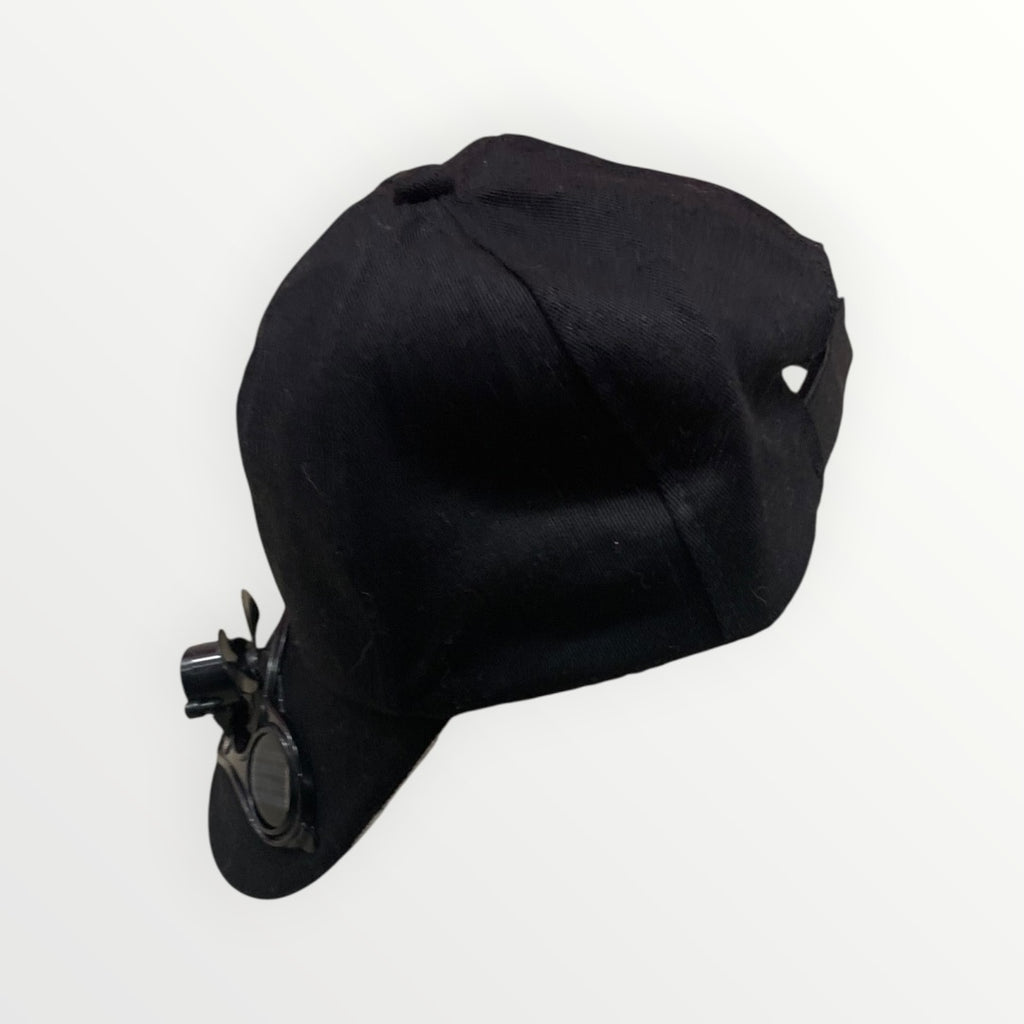 Black Baseball Cap with Cooling Fan Built In