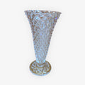 Vintage Indiana Glass Diamond Point Footed Vase 3.75"D x 8"H