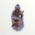 Vintage Hand Carved Chinese Statue Fisherman with Basket & Fish 4.5"H