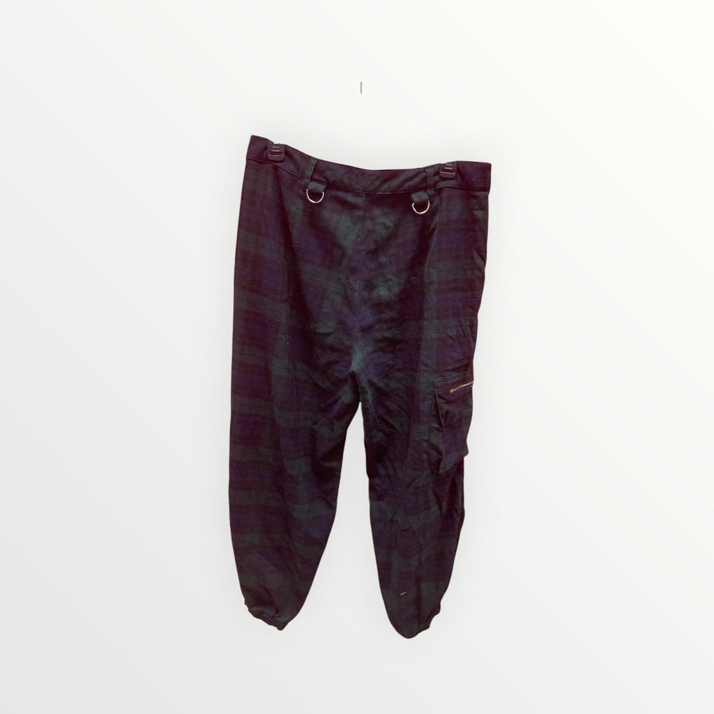 Hot Topic Green & Blue Plaid Strap Jogger Pants - Size 11