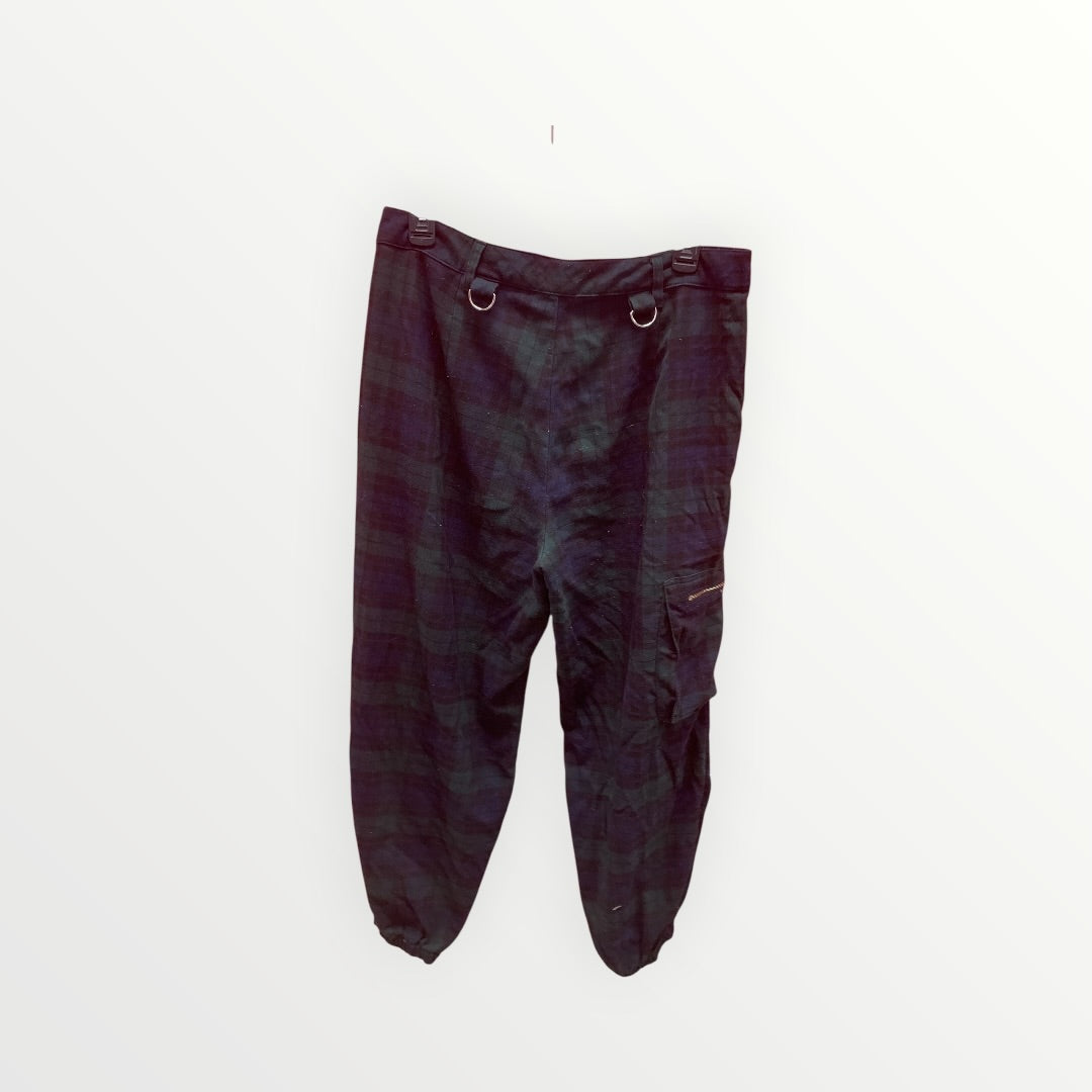 Hot Topic Green & Blue Plaid Strap Jogger Pants - Size 11