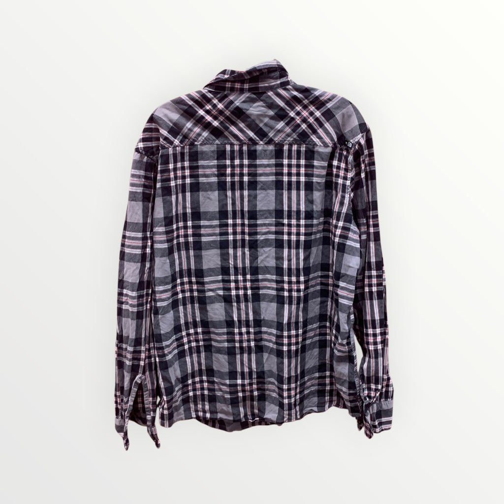 Rip Curl Grey and Red Plaid Cotton Flannel - Size L