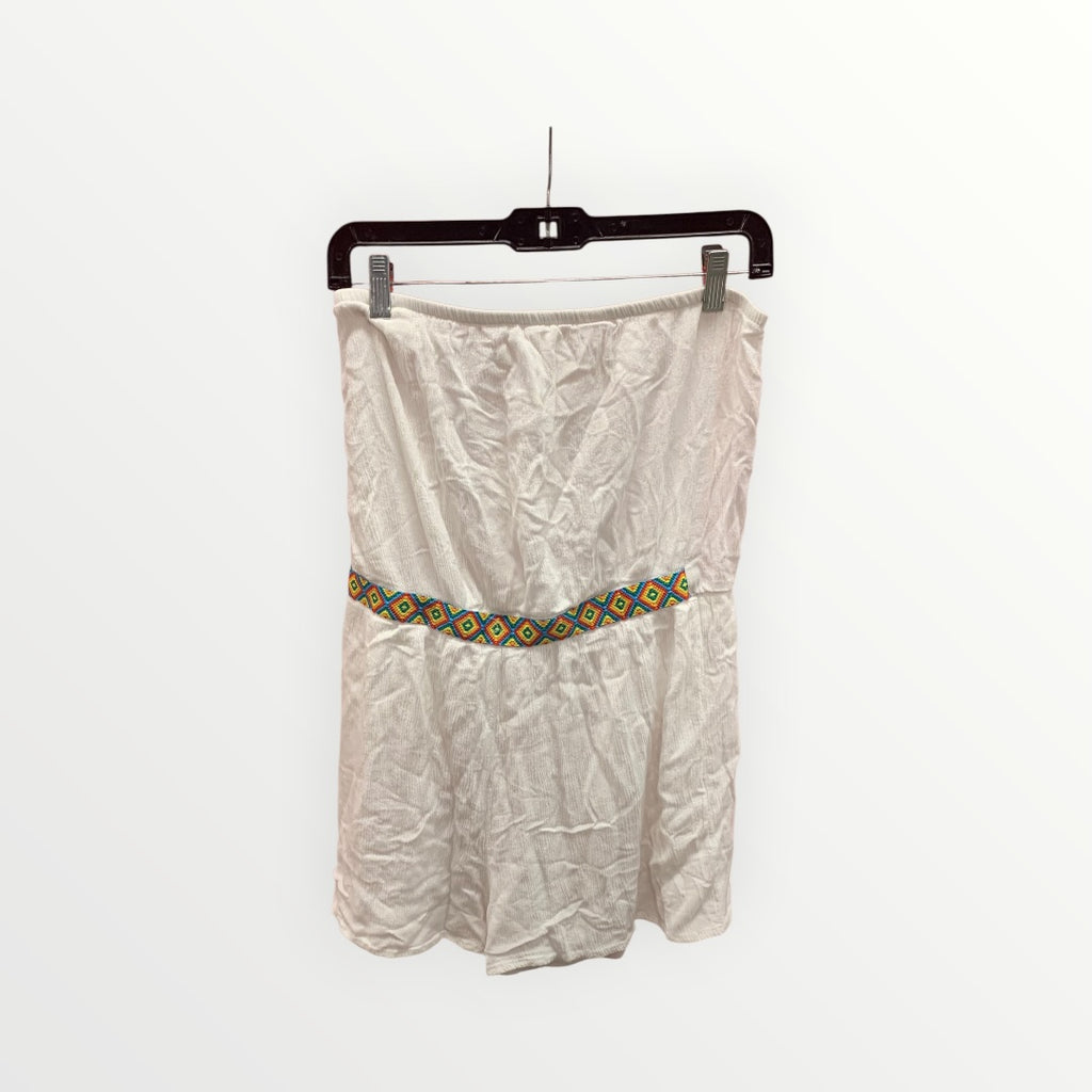 Event White Strapless Romper Size: L