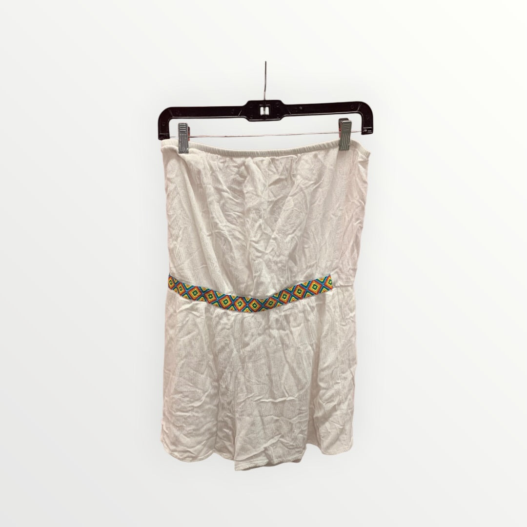 Event White Strapless Romper Size: L