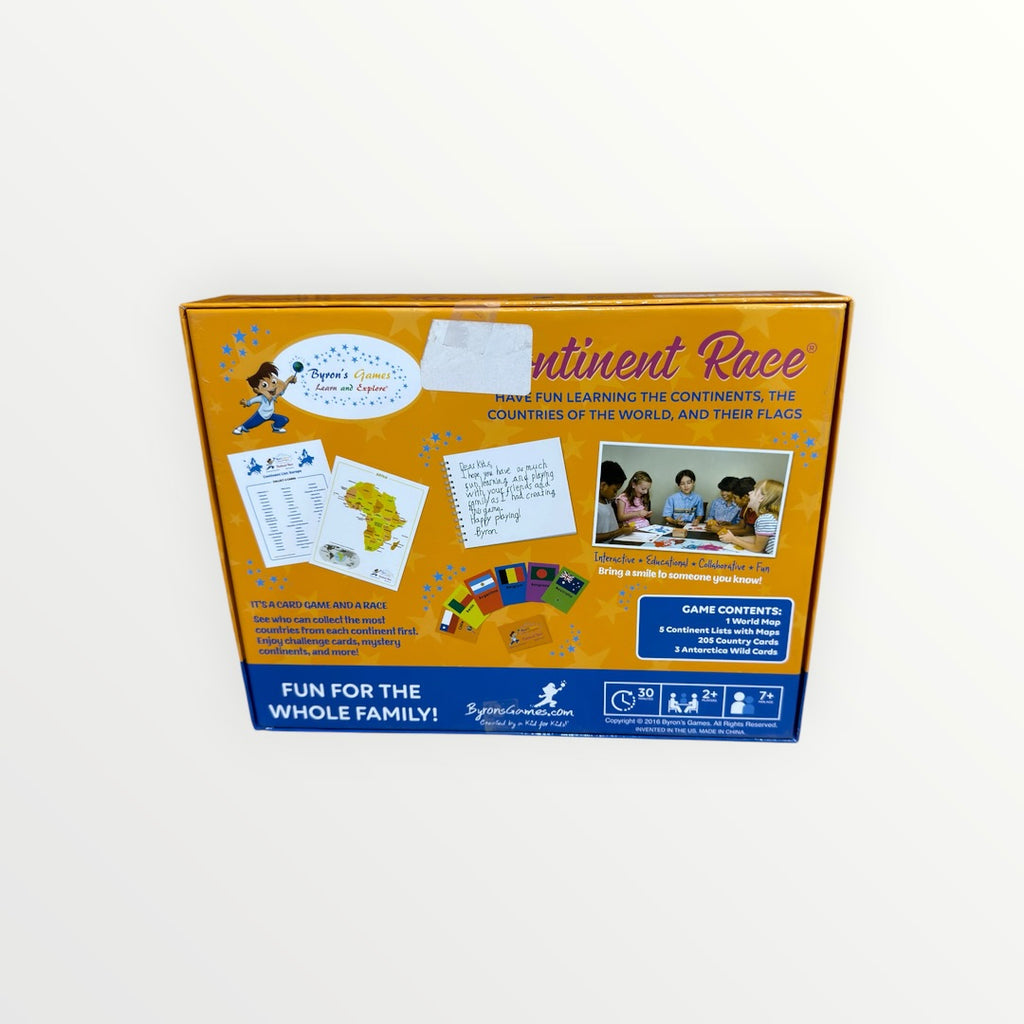 Continent Race Educational Card and Board Game by Byron's Games
