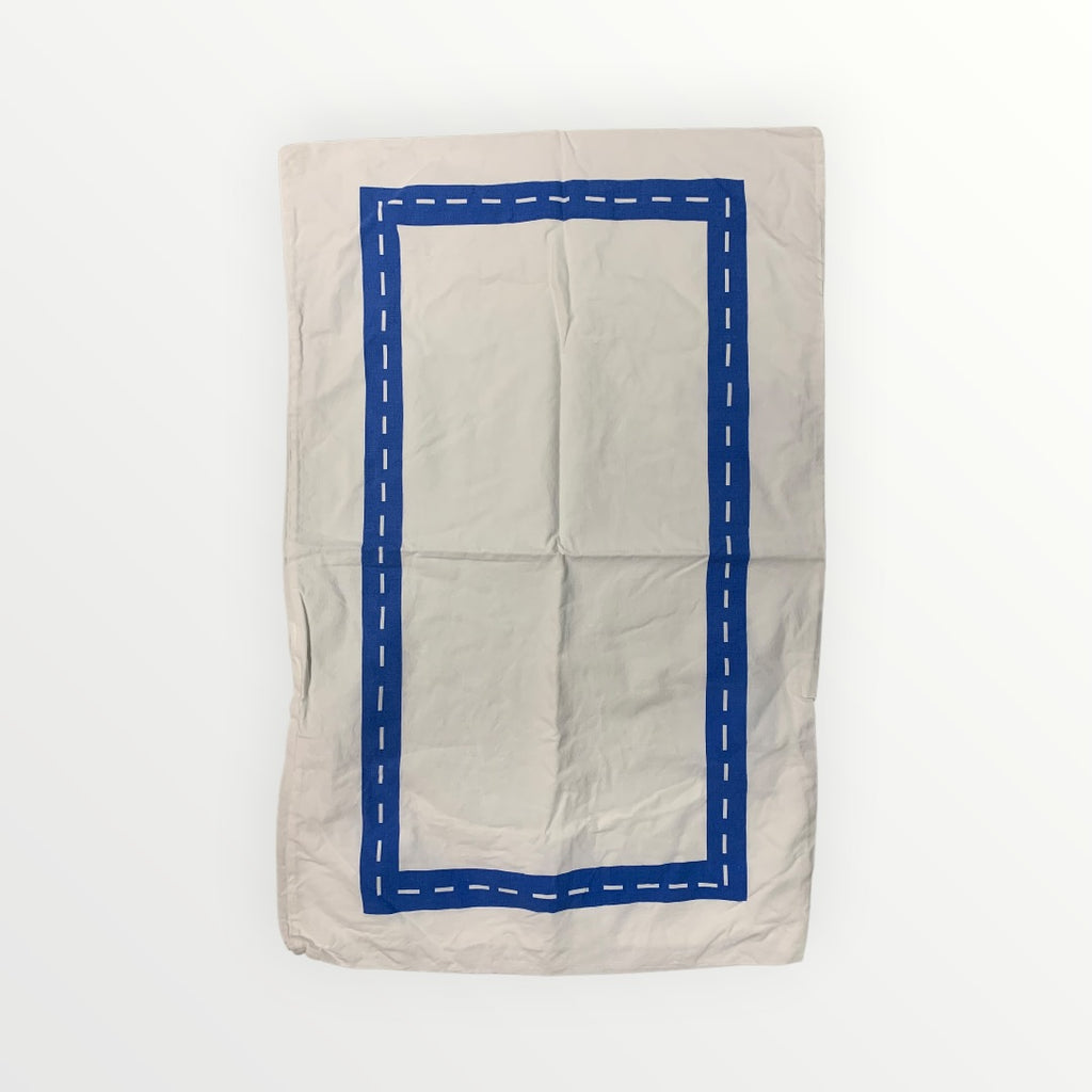 White Blue Bordered Pillowcase - 27.5" x 18.5"