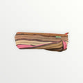 Benik Tan and Pink Mesh Multipurpose Fabric Zippered Pouch/Pencil Case - 3.5" x 9"