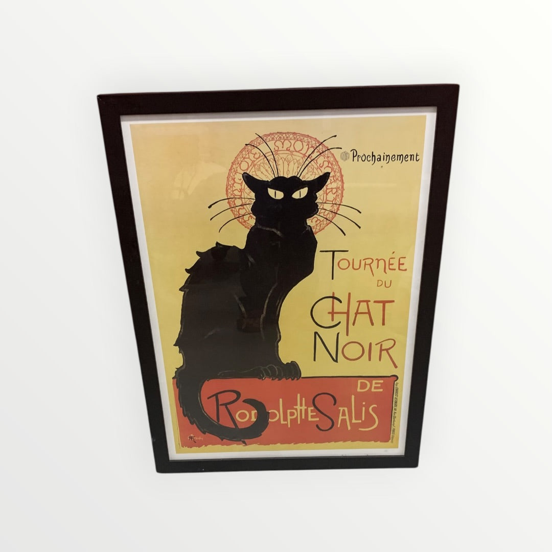 Professional Framed Wall Art "The Black Cat" by Theophile Alexandre Steinlen - Tournee du Chat Noir de Rodolphe Salis 21" x 30" *Volunteers Only*