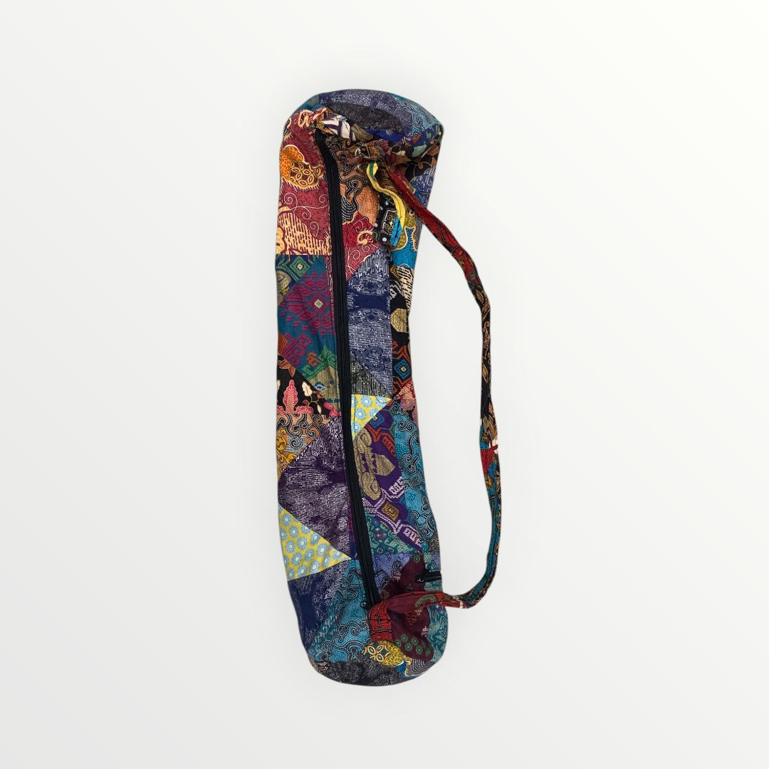 Multicolored Patchwork Yoga Mat Bag with Adjustable Shoulder Strap