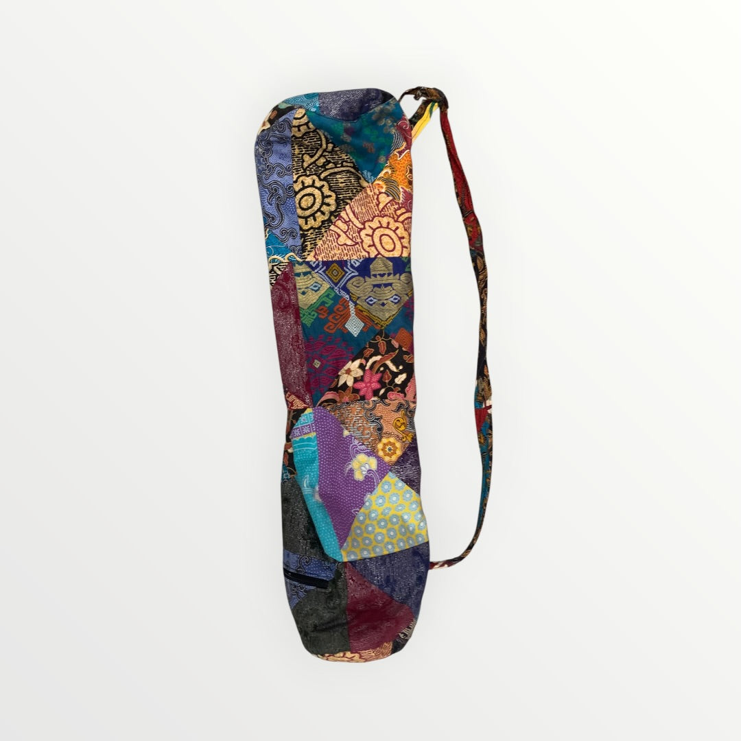 Multicolored Patchwork Yoga Mat Bag with Adjustable Shoulder Strap