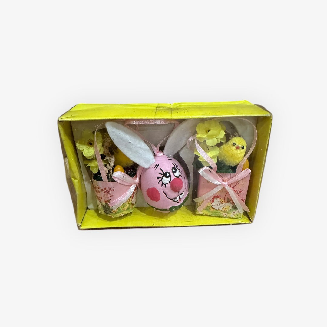 Set of 3 Vintage Hand-crafted Easter Decoration 3"H