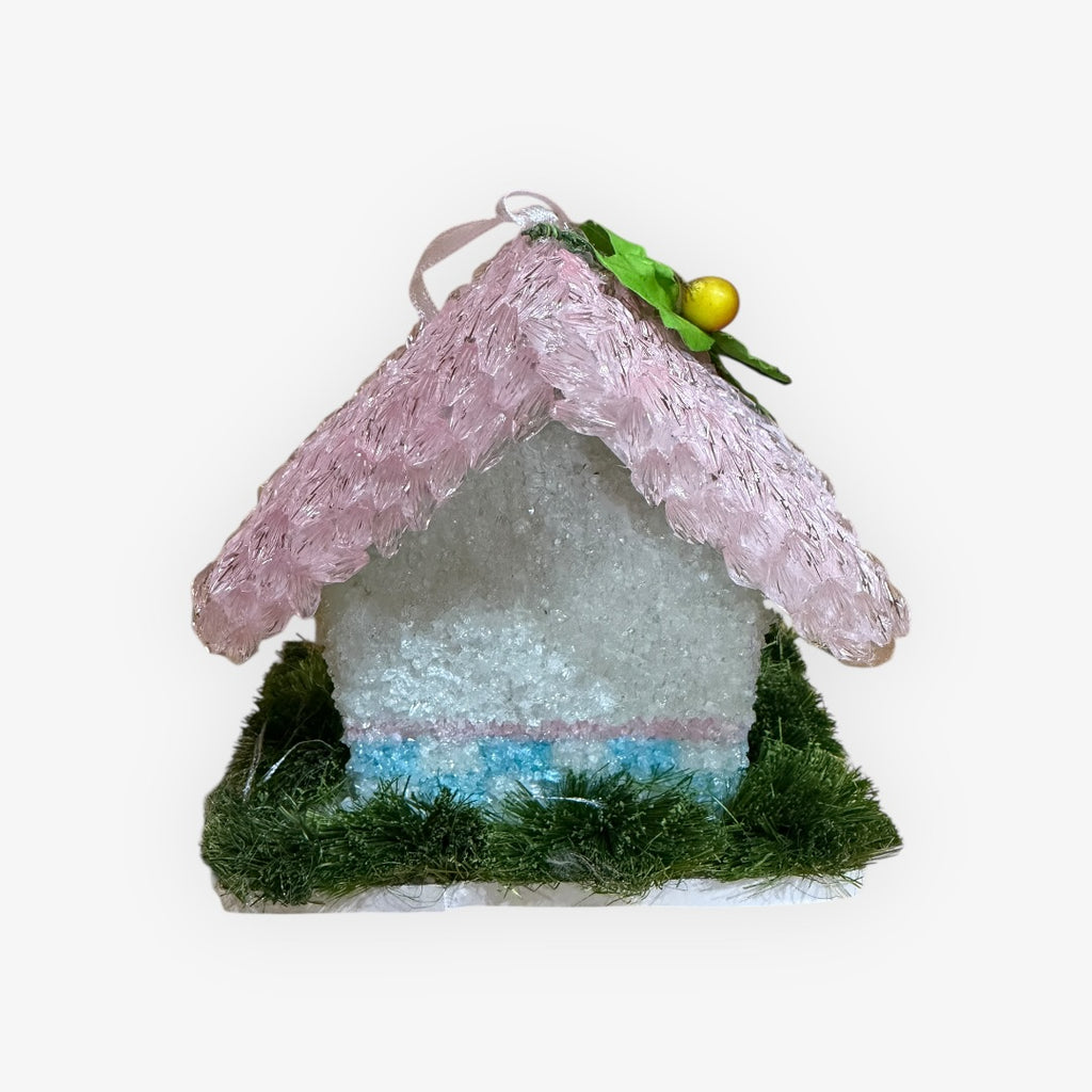 Vintage Handmade Easter Birdhouse Ornament 3.5"H