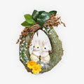 Vintage Handmade Mini Easter Bunny Wreath Ornament 6"H Green