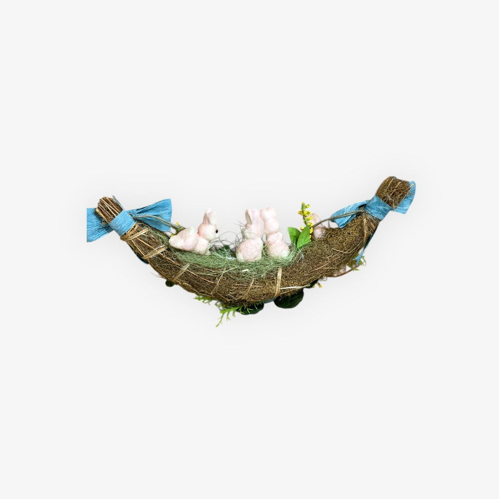Vintage Hand-crafted Easter Bunny Wreath  16"L x 5"H