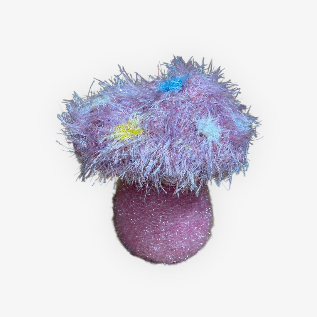 Set of 2 Handmade Easter Mushrooms 6.5" Pink  & 9.5" Blue