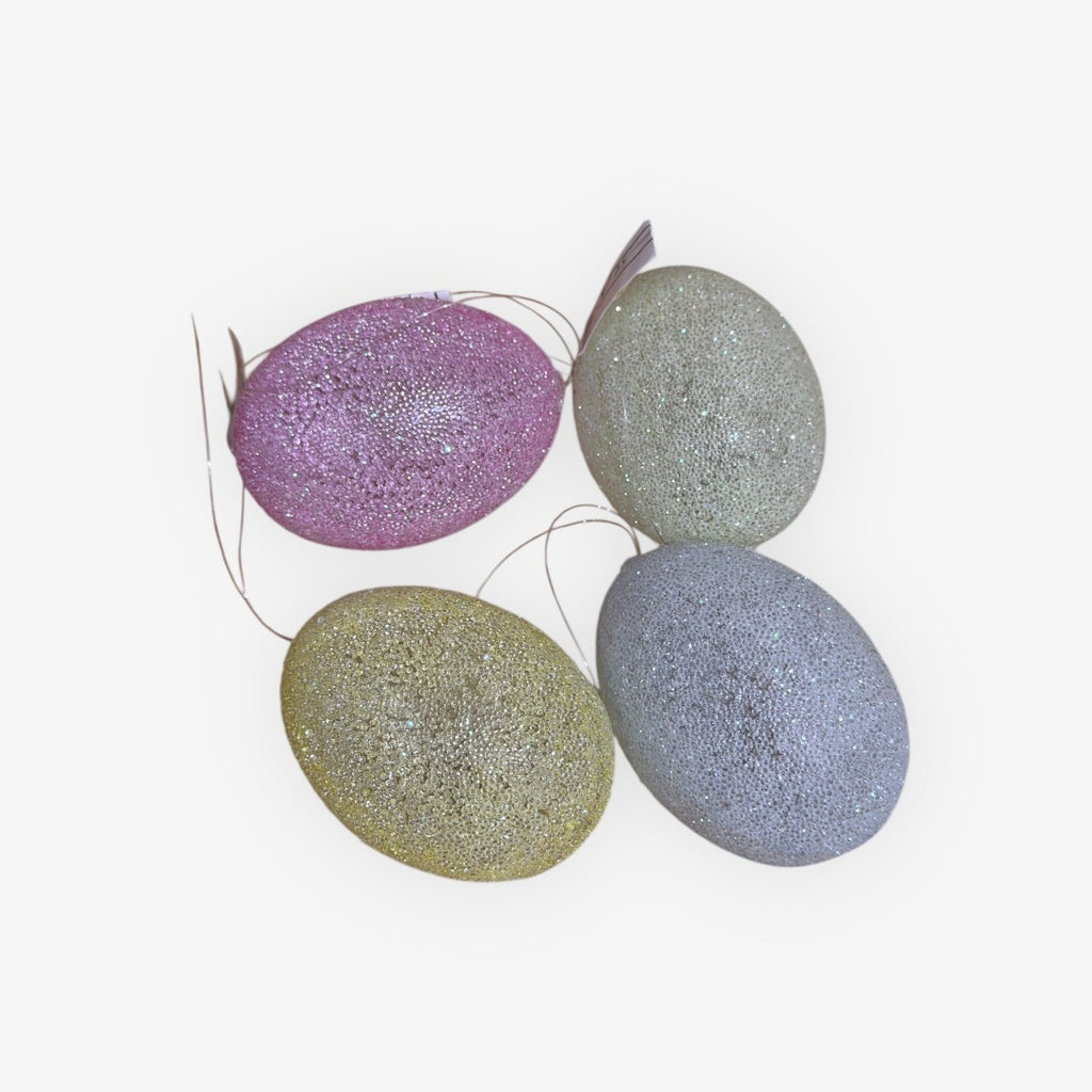 Set of 4 Decorative Speckled Easter Egg Ornaments 2.5"