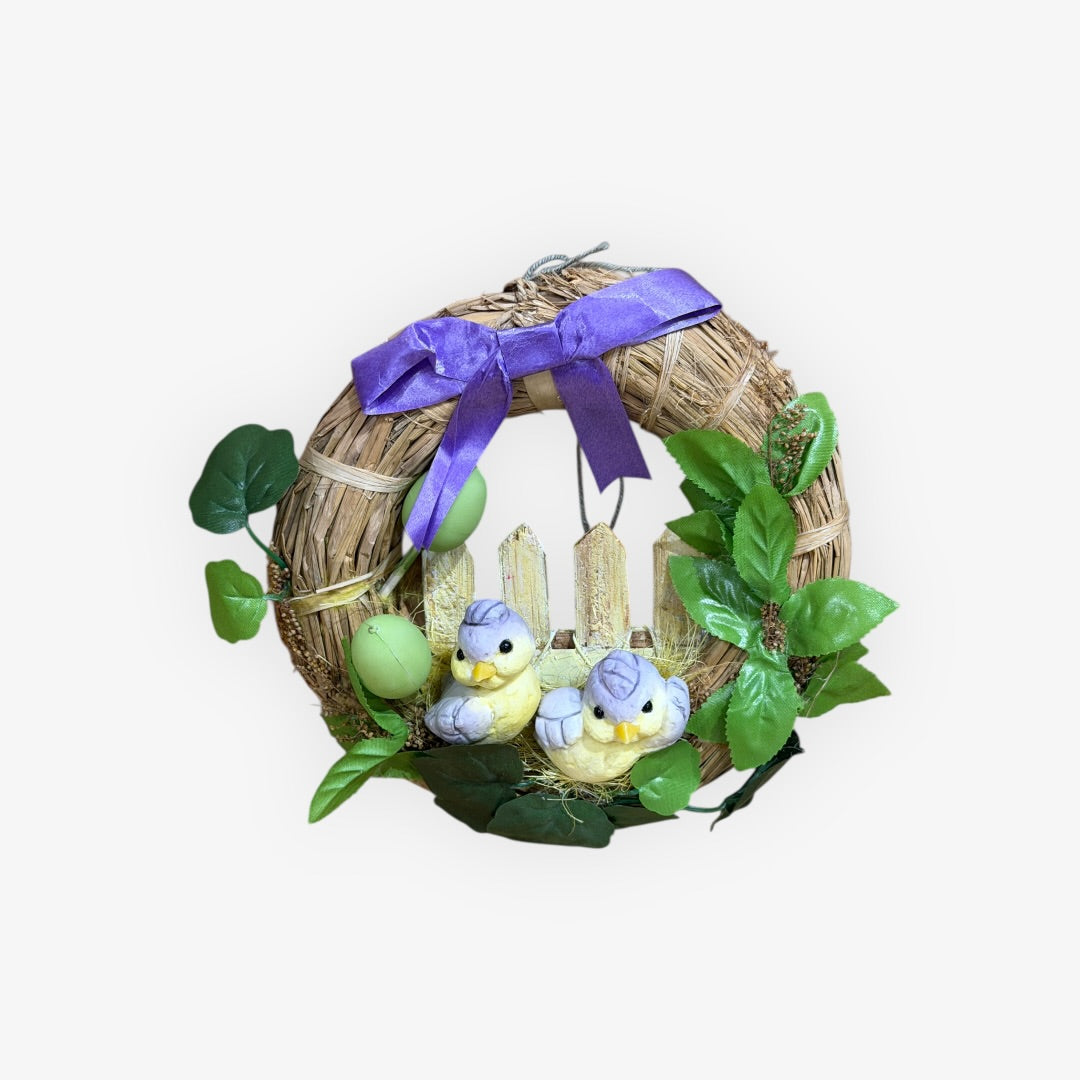 Vintage Hand-crafted Easter Wreath 6.5"D