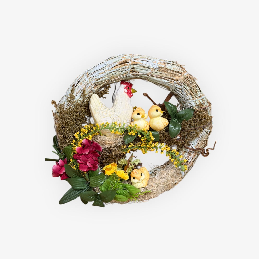 Vintage Hand-crafted Easter Wreath 10"D