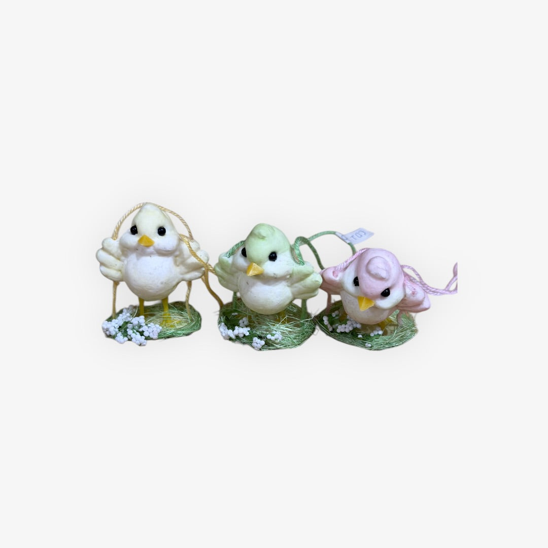 Set of 3 Vintage Handmade Bird Figurines 2"H