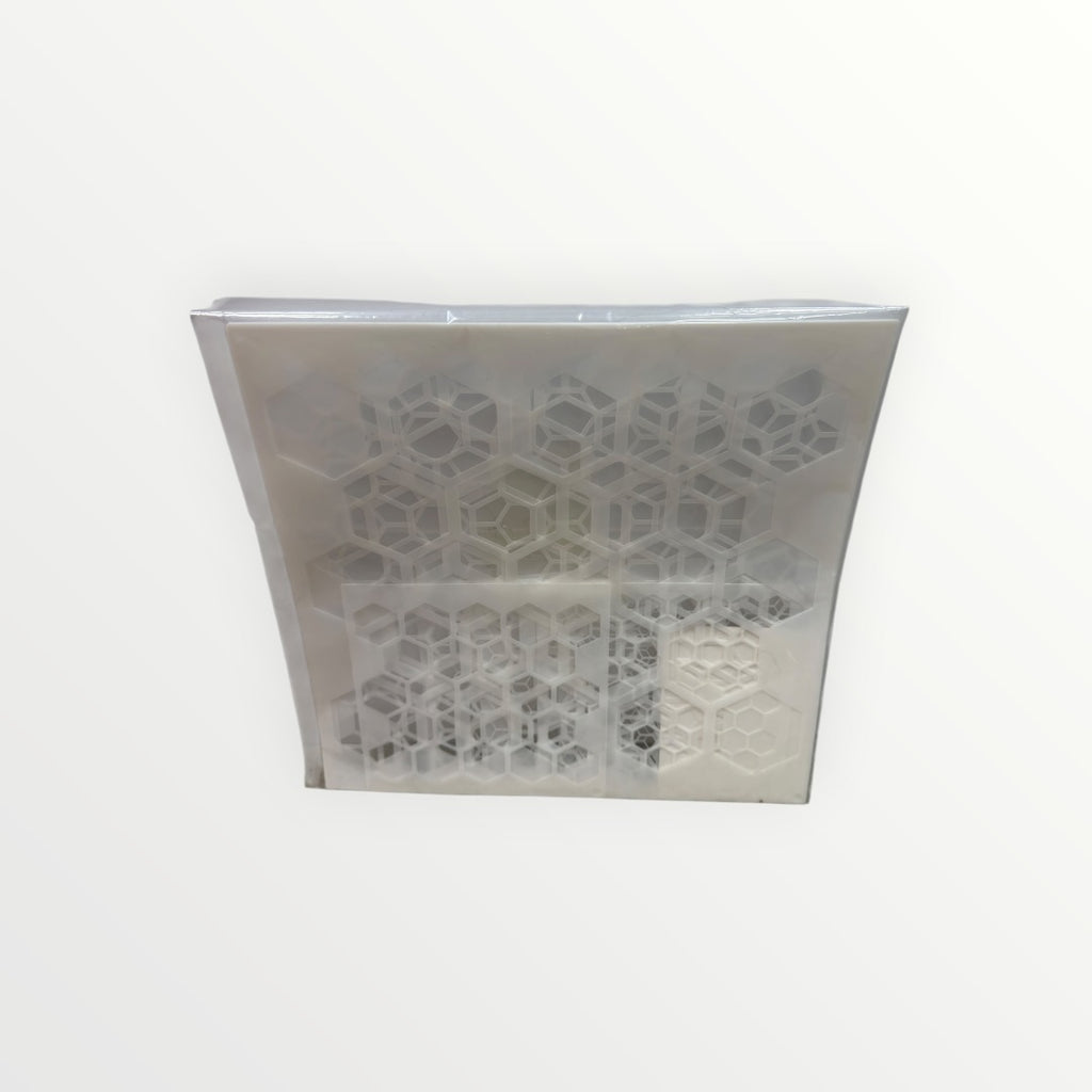 Set of Geometric, Honeycomb-style Plastic Stencils for Painting