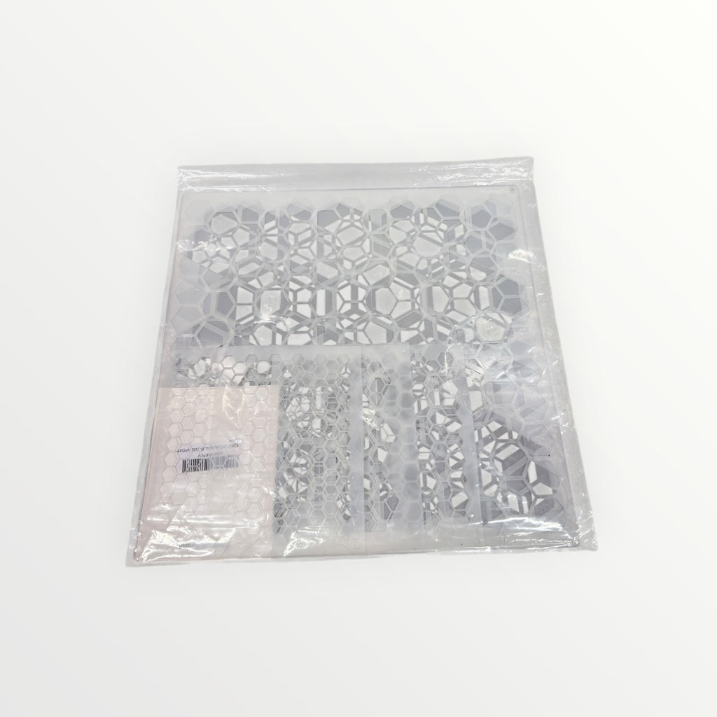 Set of Geometric, Honeycomb-style Plastic Stencils for Painting