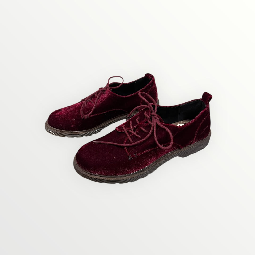 Coolway "Claire" Oxford Shoes in Maroon Velvet Size: 10.5