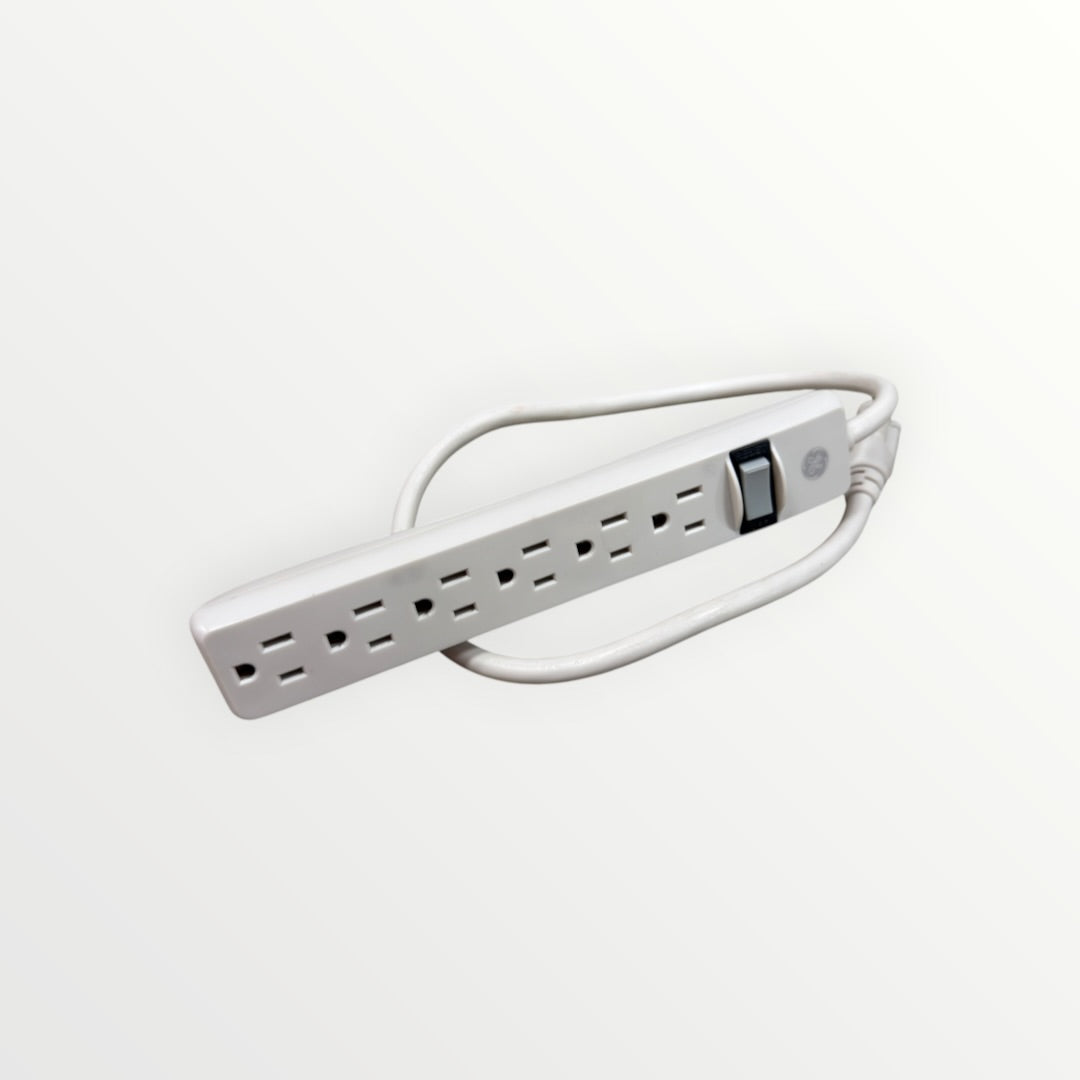 Standard White GE 6-Outlet Power Strip