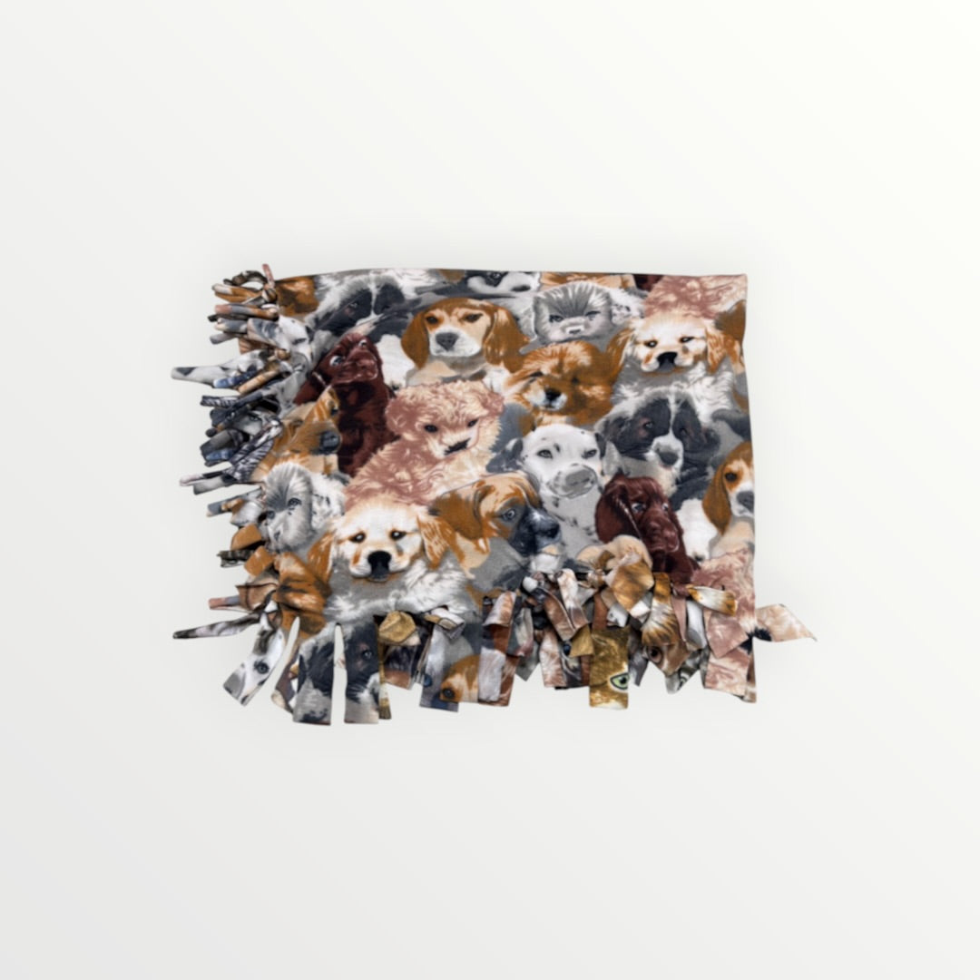 Handmade Tie-Fleece Pet Blanket Kittens/Puppies Design Reversible