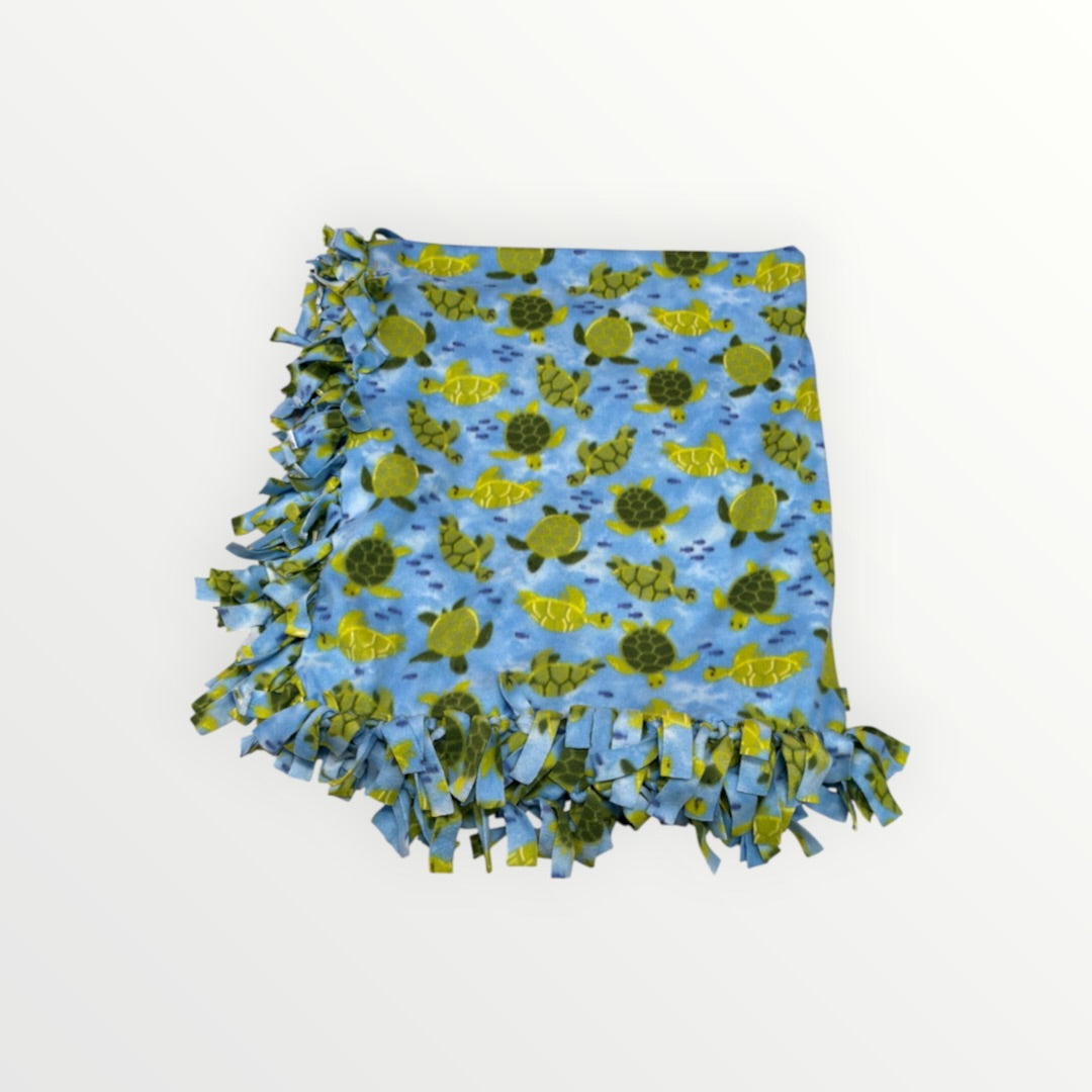 Large Handmade Sea Turtle Fleece Tie Blanket Reversible