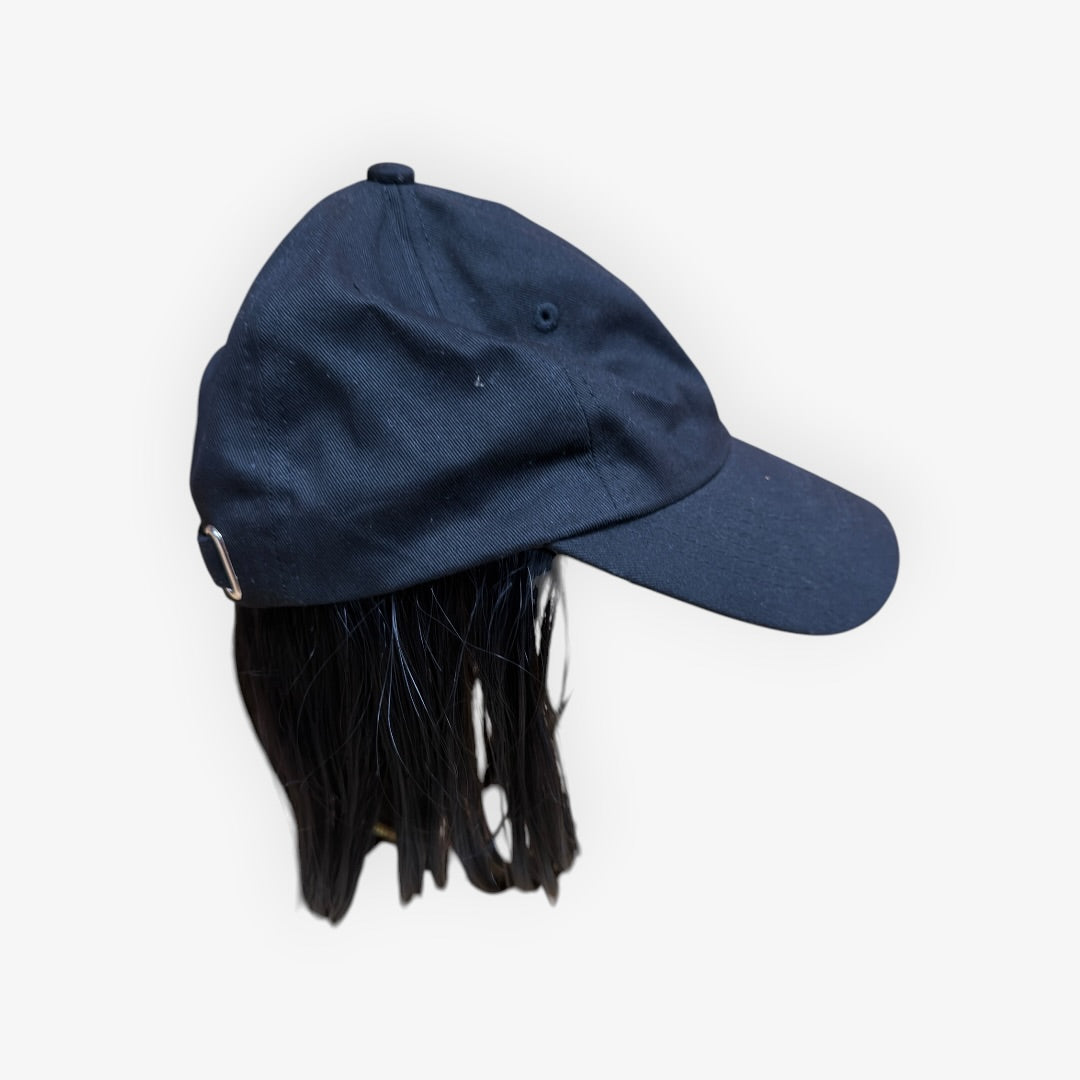 Hair Accents by Henry Margu Black Synthetic Women 100% Cotton Baseball Hat Wig