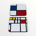 Set of 2 Mondrian Coasters 3.75" x 3.75"
