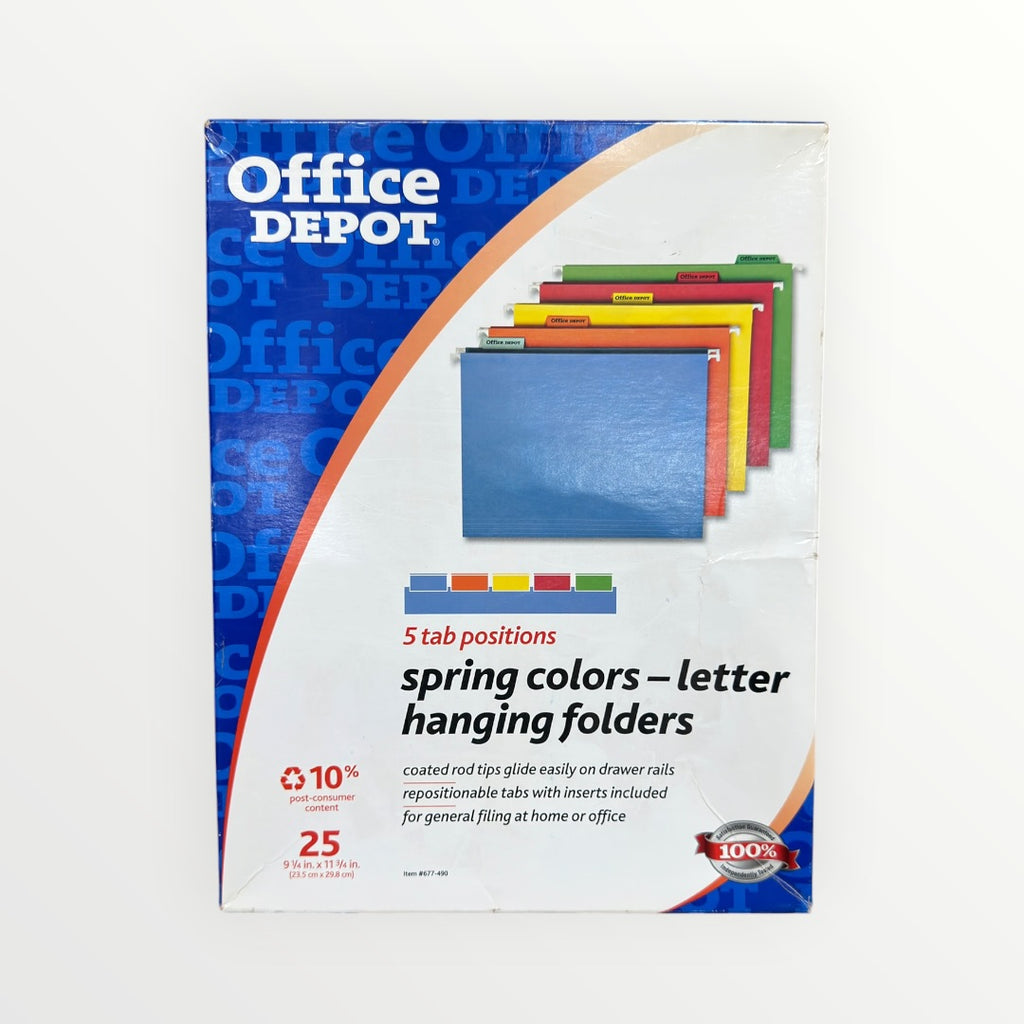 Office Depot Spring Colors Letter Hanging Folders