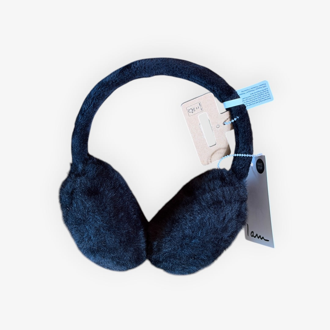 Black Plush Faux Fur Earmuffs