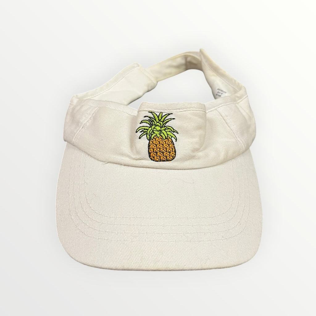 Go All Out Pineapple Embroidered Visor Hat, White