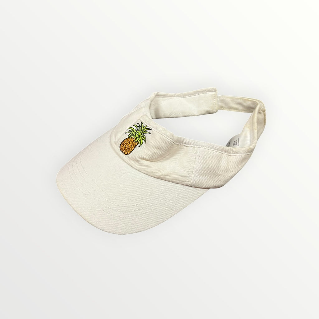 Go All Out Pineapple Embroidered Visor Hat, White