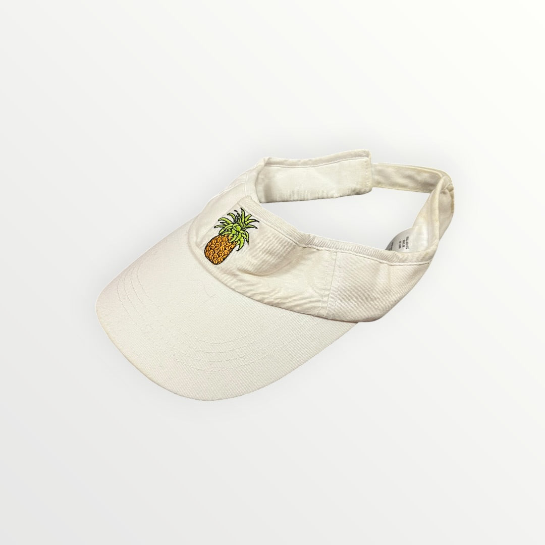 Go All Out Pineapple Embroidered Visor Hat, White