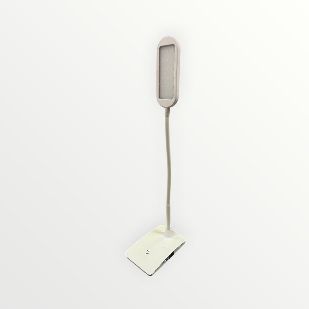 White Rechargeable LED Desk Lamp Flexible Gooseneck & Touch Control