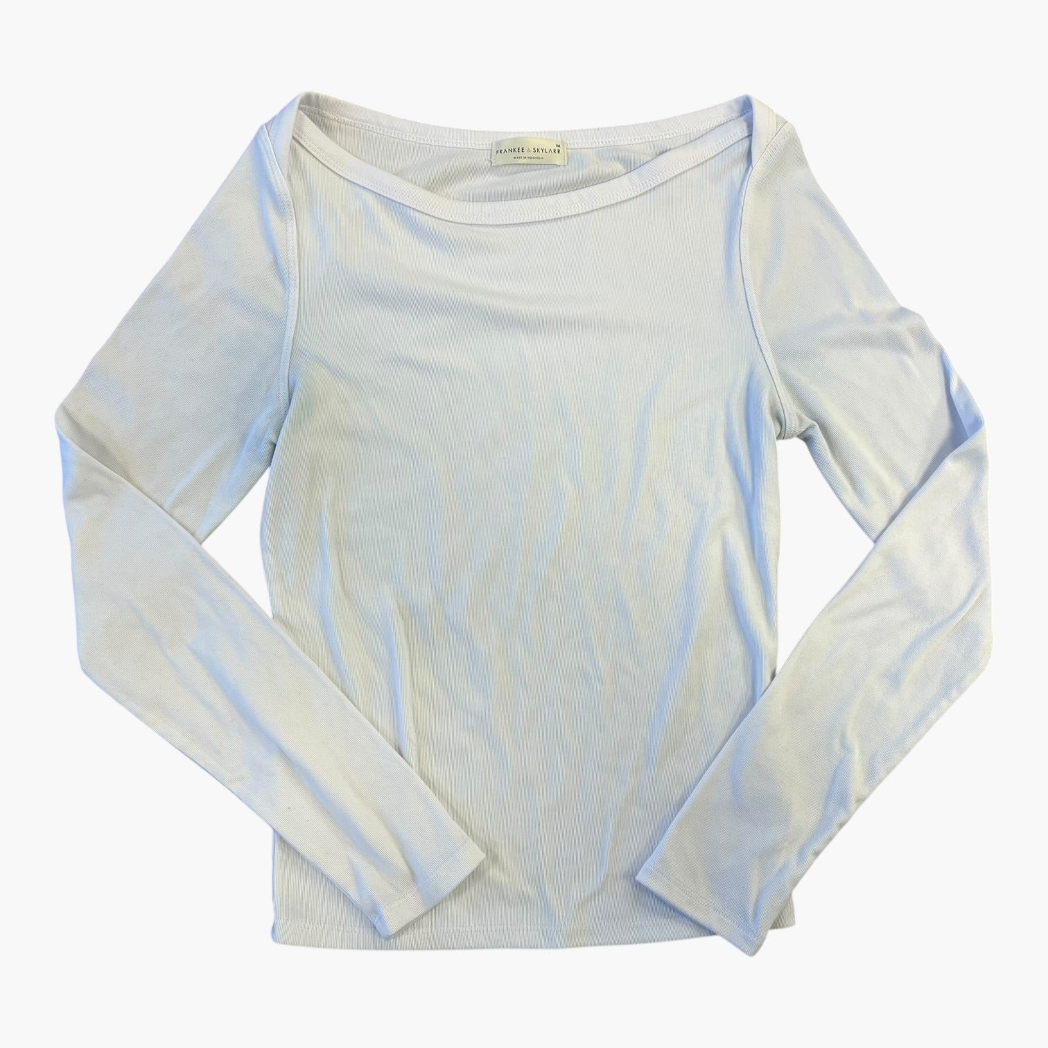 White Long-Sleeve Top by Frankee & Skylarr Size: M