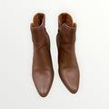Women's Brown Leather Block Heel Ankle Boots Size: 6