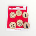 Set of Holiday Time Mini Ornaments featuring six rustic wood-slice designs.