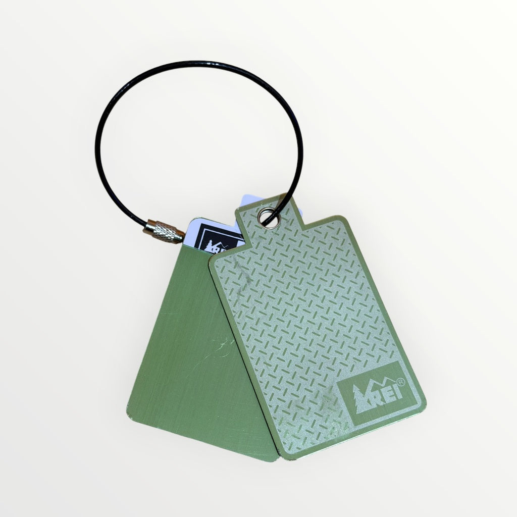 Green REI Square Metal Luggage ID Tag