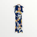 Cranes Print Belted Wide-leg Jumpsuit w/Pockets Size: M