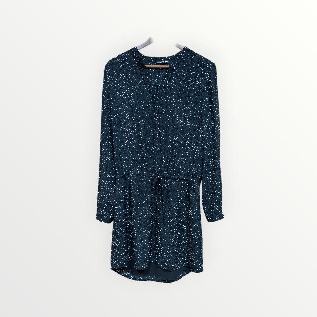 Hilary Radley Chevron Long Sleeve Shift Shirt Dress Navy Blue Size: S